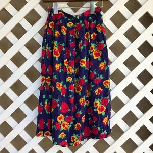 Vintage Bright Floral A-line Skirt Size 2!